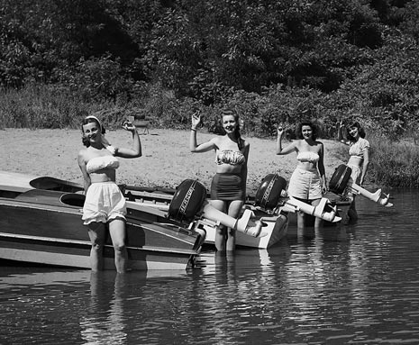classic bathing beauties with mercury outboards
